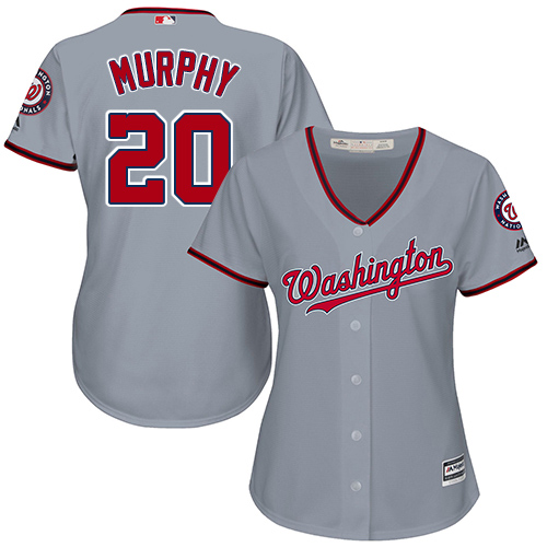 Nationals #20 Daniel Murphy Grey Road Women's Stitched MLB Jersey